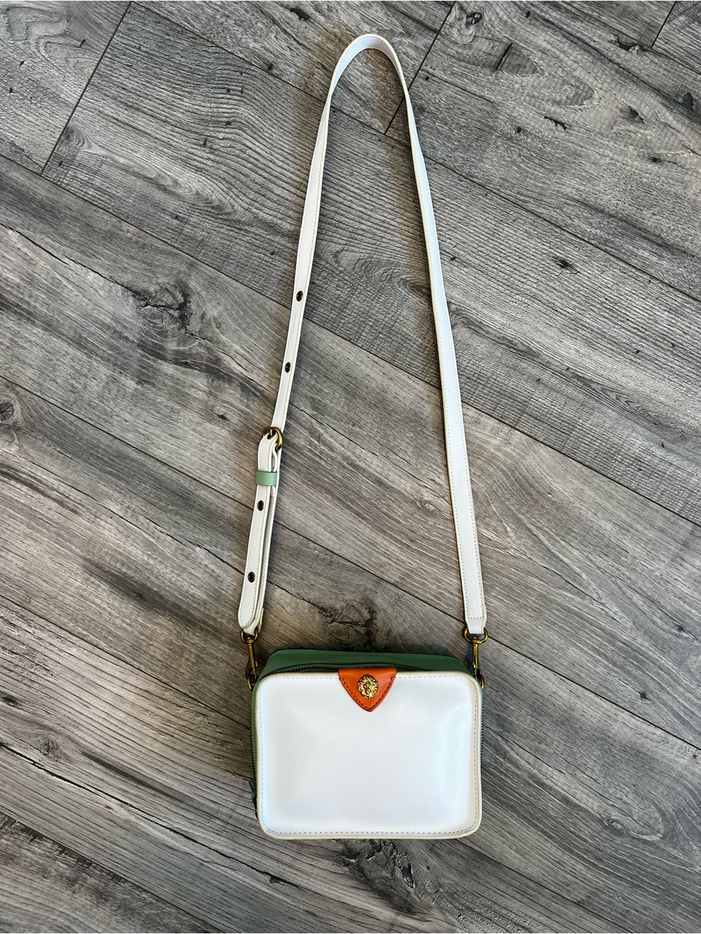 NWOT Ann Klein White Green Orange Color Block Square Crossbody Purse